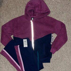 NWT Ideology girls Sherpa jacket and fleece pants set sz med